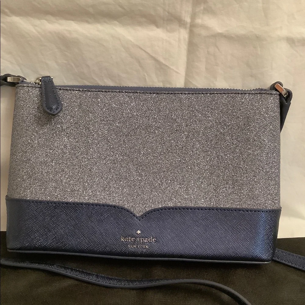 NWOT Kate Spade Lola Glitter Dusk Navy Small Crossbody Bag Plus Bonus Wa…​​​​​